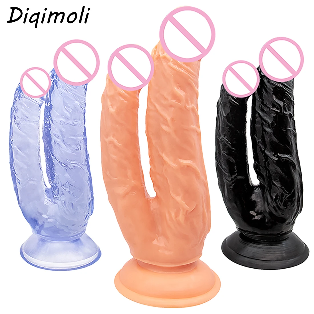 Double Dildos Double Penetration Vagina and Anus Soft Penis Realistic Dick Anal Plug Big Phallus But