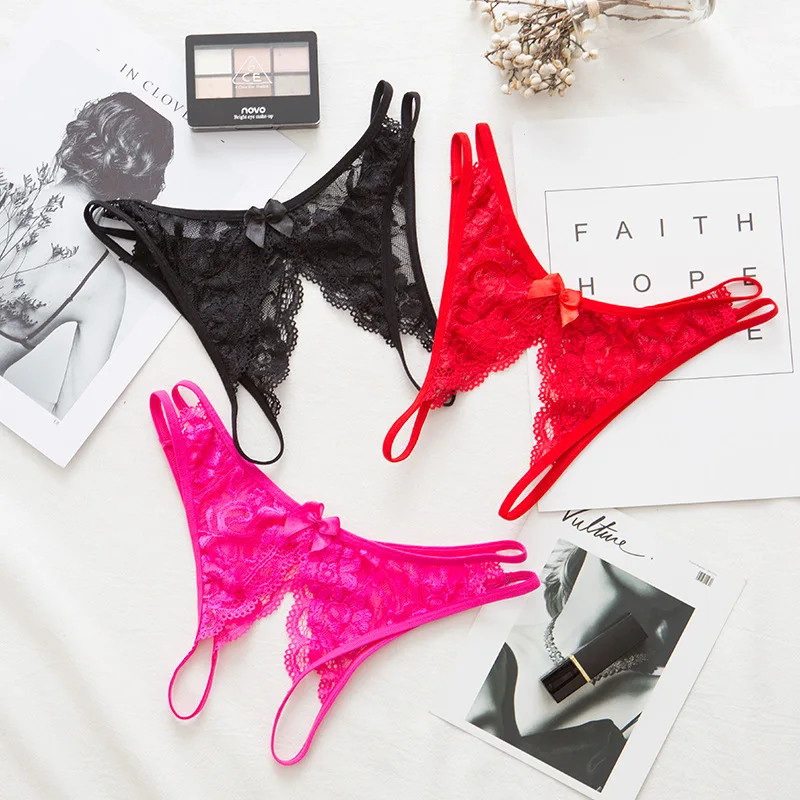 Sb6a25f2789ef42d9831c428a43fbb2cdi WAKEWAY Sexy Women Open File Lace G String Thongs Low Waist Seamless Female Underpants - Image 3